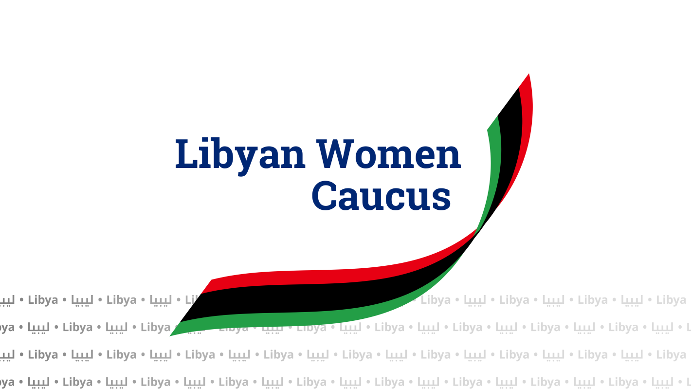Libyan Women’s Caucus with Libyan flag graphic 