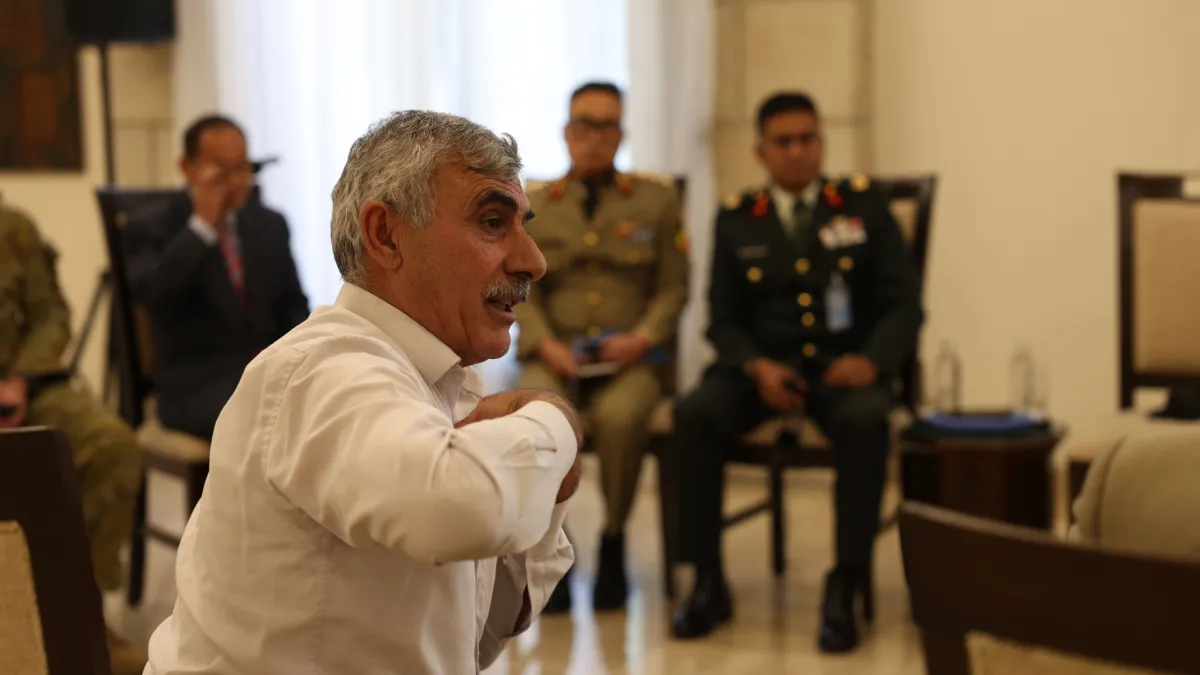 United Nations Secretary-General António Guterres meets with UNDOF Head of Mission and Force Commander Major General Anita Asmah, UN officials and Syrian representatives during an official engagement in Damascus, Syrian Arab Republic