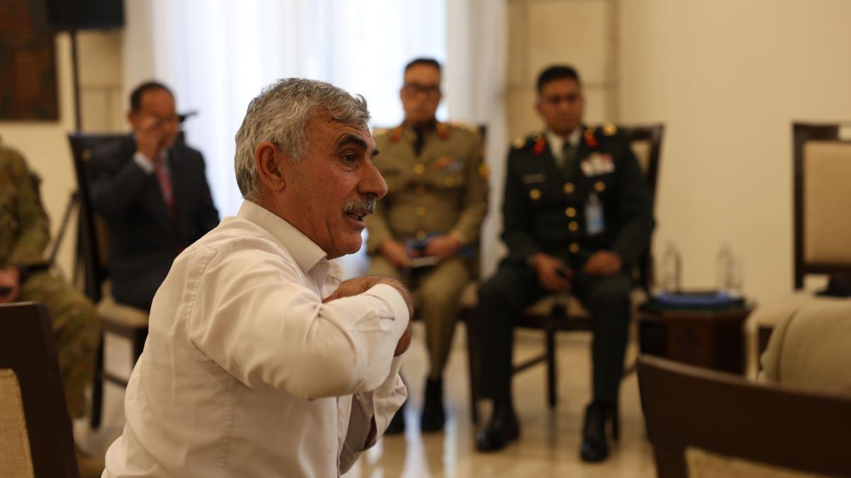 United Nations Secretary-General António Guterres meets with UNDOF Head of Mission and Force Commander Major General Anita Asmah, UN officials and Syrian representatives during an official engagement in Damascus, Syrian Arab Republic