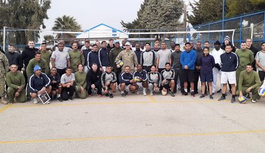 UNDOF Chief of Staff Col Martin Alvarez with the participating team members during Opening Ceremony