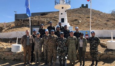 The MCS Group with HoM and FC on Hermon Base during their Visit to UNDOF