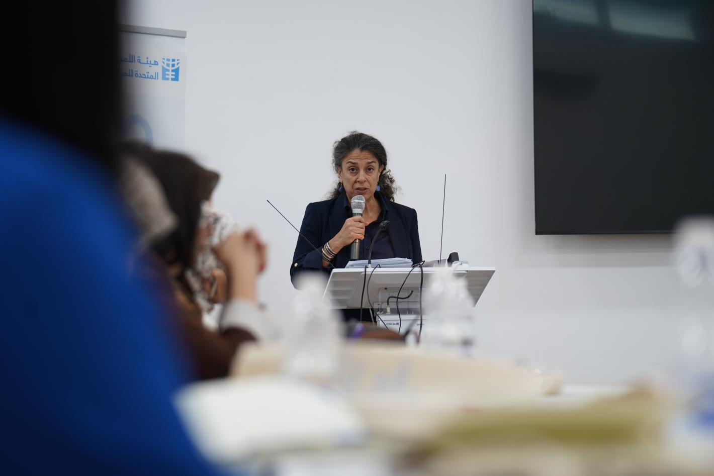 DSRSG Koury speaking in one of women consultations in Tripoli