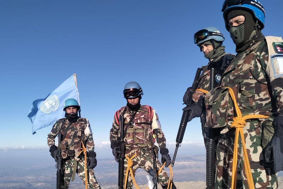 peacekeepers standing in the snow.