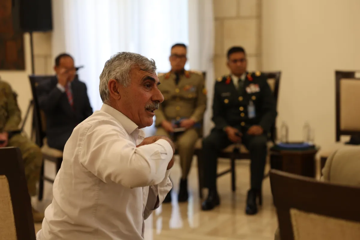 United Nations Secretary-General António Guterres meets with UNDOF Head of Mission and Force Commander Major General Anita Asmah, UN officials and Syrian representatives during an official engagement in Damascus, Syrian Arab Republic