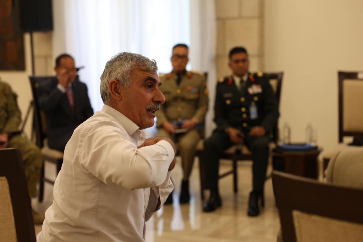United Nations Secretary-General António Guterres meets with UNDOF Head of Mission and Force Commander Major General Anita Asmah, UN officials and Syrian representatives during an official engagement in Damascus, Syrian Arab Republic