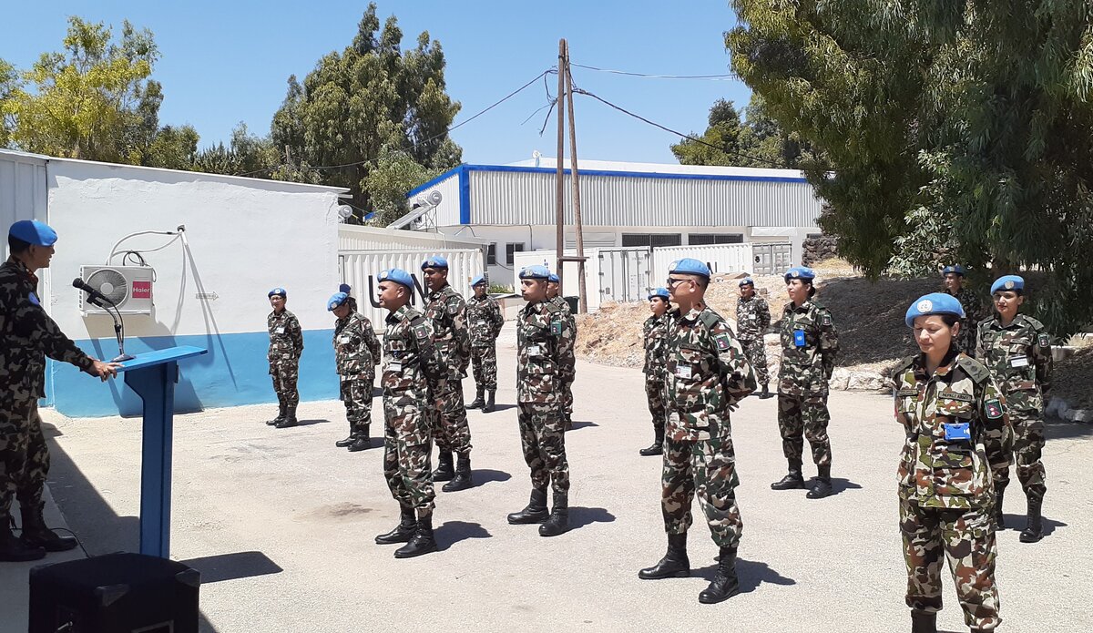 HoM/FC Major General Ishwar Hamal addressing the Level One Plus Hospital members, UNDOF