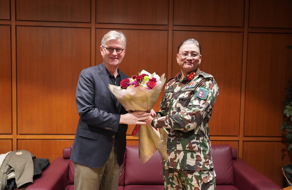 Head of Mission / Force Commander Maj Gen Nirmal Khumar Thapa welcomes Under Secretary General Jean-Pierre Lacroix 